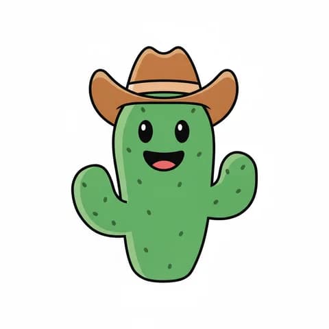 AI-generated artwork of a smiling cactus wearing a cowboy hat